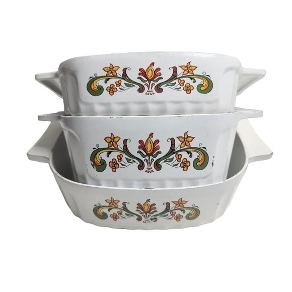 Vintage 3-Piece Nordic Ware Cast Bake Ware Casserole 2 Qt Bundt 1 1/2 Qt 1 Qt - Picture 1 of 15